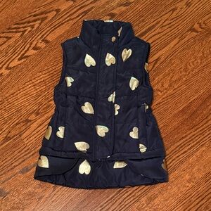Imoga Girl's Puffer Vest Navy Gold Hearts 3T Like New
